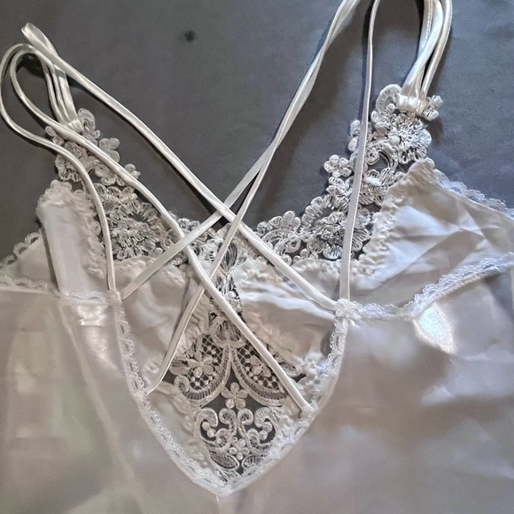 Vintage California Dynasty Satin Camisole Nightgown Lingerie Sz L White - Picture 10 of 12